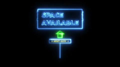 Space available neon sign glowing animation in dark night background. Stock Footage 345833343