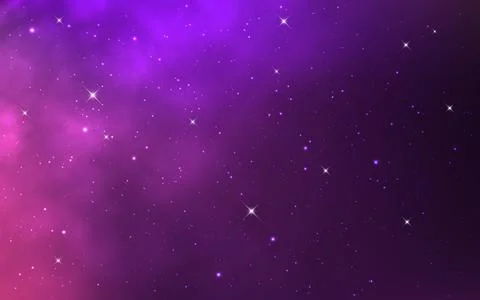 Space backdrop. Starry cosmos with constellations. Color magic nebula. Purple Stock Illustration