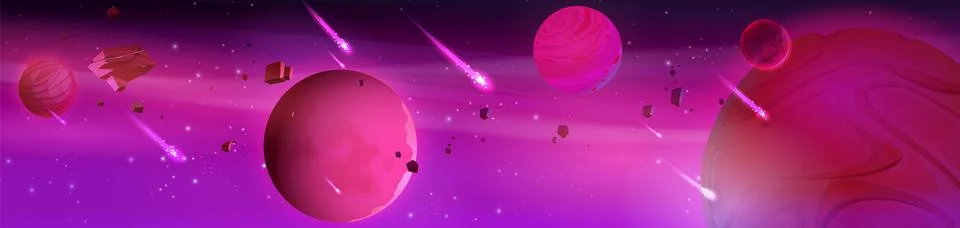 Space background with alien planets Stock Illustration