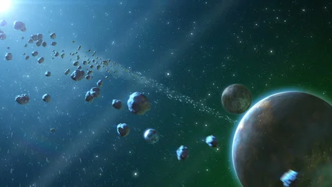 Space Background with Asteroids 1 Stock Footage 253605175