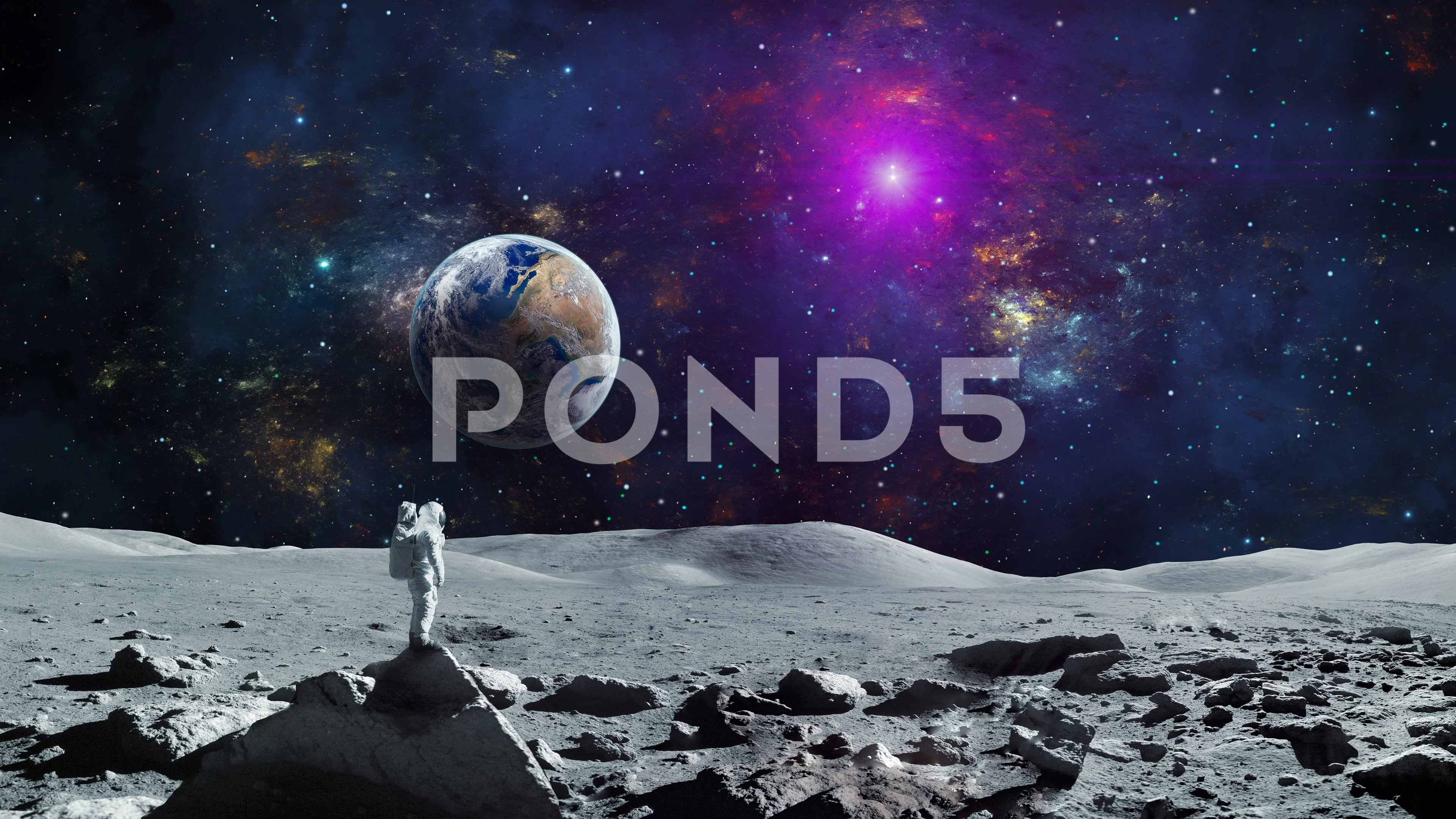 Space background. Astronaut standing on ... | Stock Video | Pond5