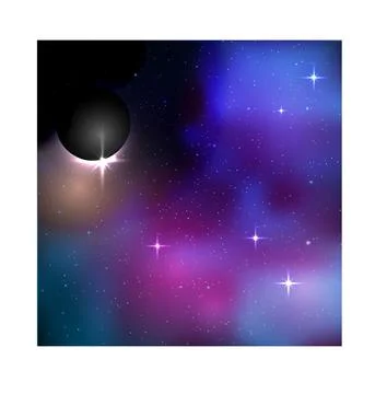 Space background with black planet Stock Illustration