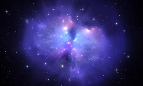 Space background with blue ring nebula and stars Stock Illustration