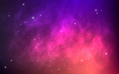 Space background. Bright starry nebula. Deep universe with white stars. Colorful Stock-Illustration