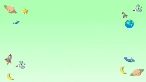 Space background with children's theme with a picture of planets, satellite.. Stock Footage 248667528