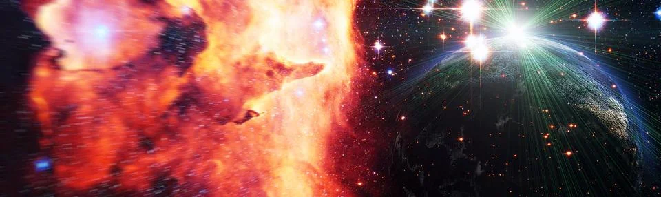 Space background.  Collage on space, science . Elements of this image furni.. Stock Photos