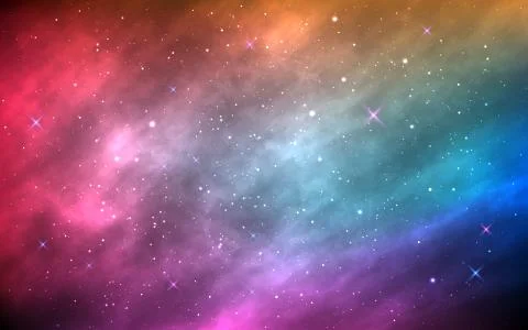 Space background. Color nebula with shining stars and stardust. Abstract Stock-Illustration