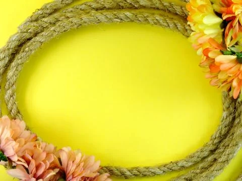 Space background for copy with robe border and artificial daisy flowers decor Stock Photos