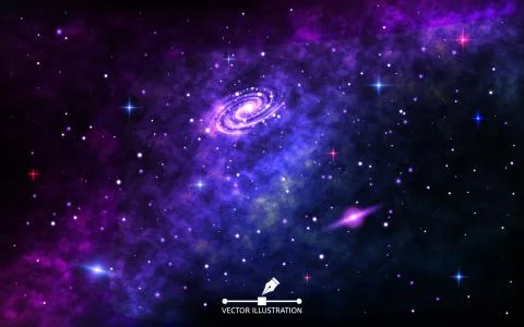 Space background. Cosmic backdrop with nebula. Outer space with bright spiral Stock Illustration