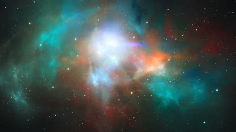 Space background. Flying through colorful fractal nebula and stars. Digital a Vídeo Stock 159726979