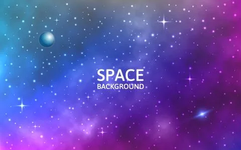Space background. Galaxy with nebula, planet and stars. Colorful cosmos Stock-Illustration