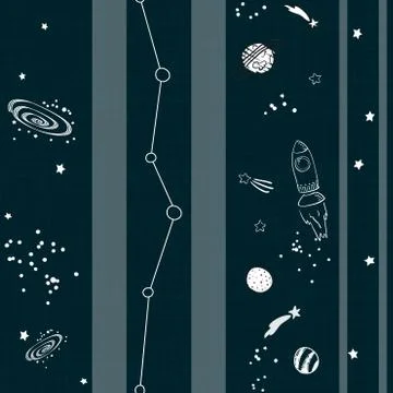 Space background for Kids wallpaper. Vector Seamless Pattern Stock Illustration