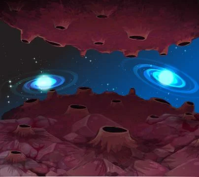 Space background with moon surface Stock Illustration