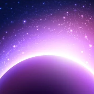 Space background with planet and shining sun. Vector illustration Stock Illustration
