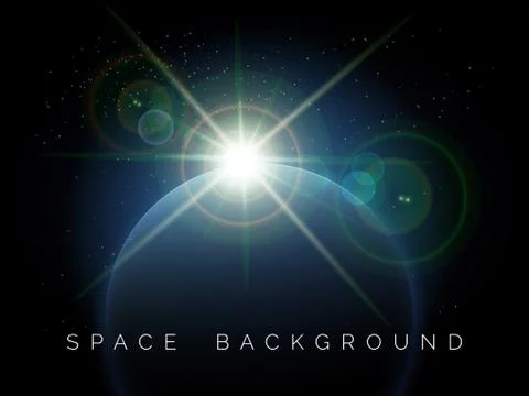 Space background with planet and shining star Stock Illustration