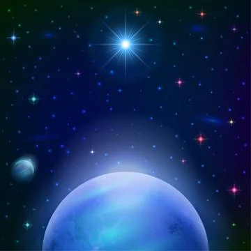 Space background with planet and sun Stock-Illustration