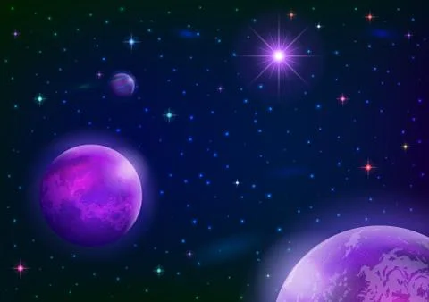 Space background with planets and star Stock Illustration