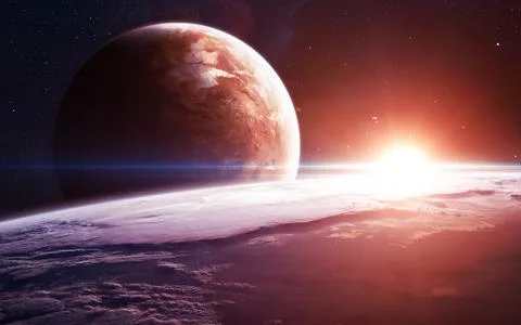Space background with planets Foto stock
