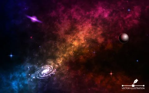 Space background realistic. Cosmos with stardust and shining stars Stock-Illustration