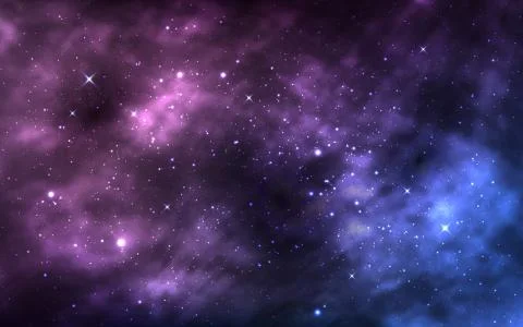Space background. Realistic cosmos texture. Starry milky way and stardust. Color Stock Illustration