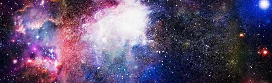 Space background with red nebula and stars. Elements of this image furnished Stock Illustration