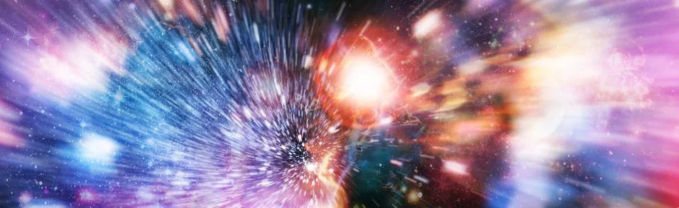 Space background with red nebula and stars. Elements of this image furnished Illustrazione stock