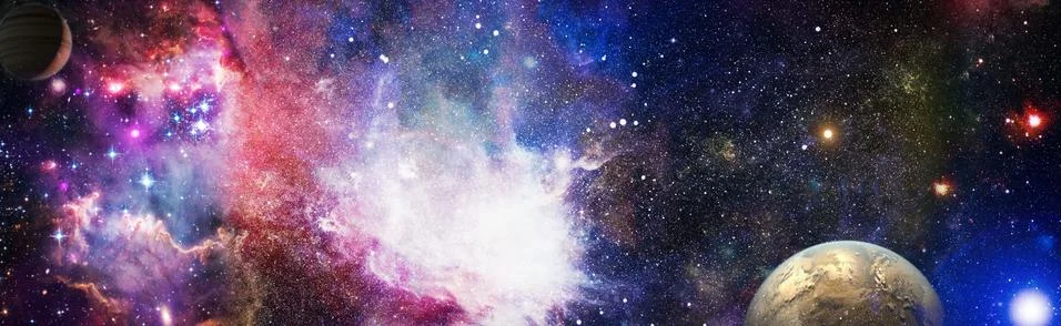 Space background with red nebula and stars. Elements of this image furnished イラスト素材
