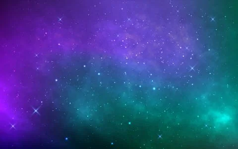 Space background with stardust and shining stars. Colorful cosmos with realistic Stock Illustration