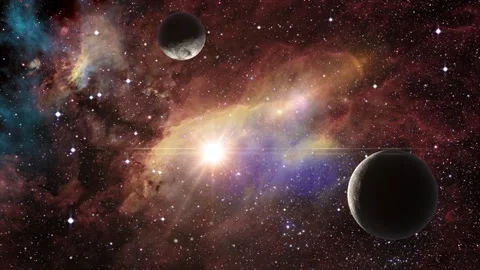 Space background trip in universe by strars planets galaxies nebulae Video stock 170172493