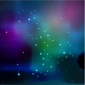 Space background with turquoise nebulae Stock Illustration