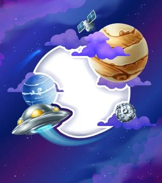 Space background with white frame vector illustration Stock Illustration
