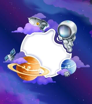 Space background with white frame vector illustration Stock Illustration
