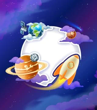 Space background with white frame vector illustration Illustrazione stock