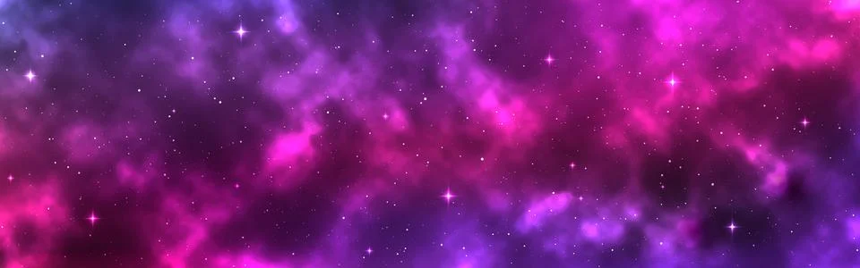 Space background wide. Cosmic backdrop with stars and nebula. Realistic cosmos Stock Illustration