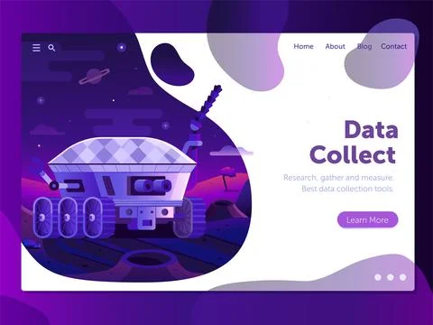 Space Banner with Moon Rover Exploring Surface Stock Illustration