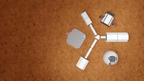 Space base on Mars top view Stock Illustration