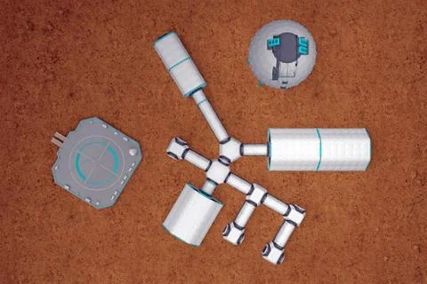 Space base on Mars top view Illustrazione stock