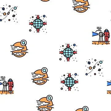 Space Base New Home Vector Seamless Pattern Stockillustratie