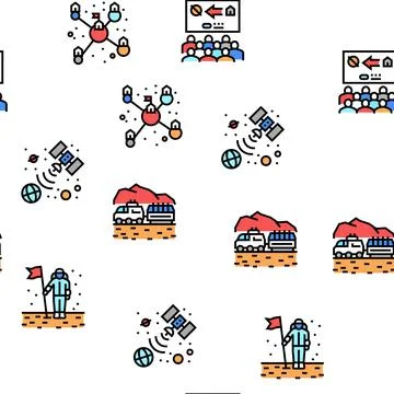 Space Base New Home Vector Seamless Pattern Stockillustratie