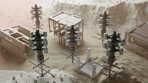 Space base scene on another planet Stock Footage 155590033