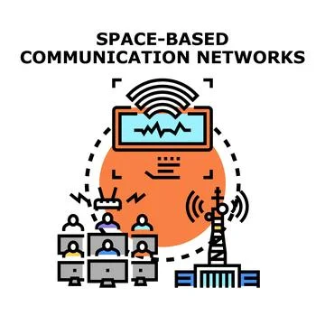 Space based communication networks global internet connection concept Stock Illustration
