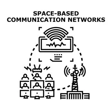Space based communication networks global internet connection concept Stock Illustration