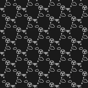 Space-Based Nuclear Weapons and clouds vector linear seamless pattern イラスト素材