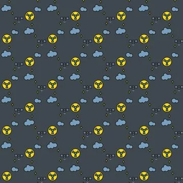 Space Based Nuclear Weapons and clouds vector colored seamless pattern 스톡 일러스트