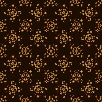 Space Based Nukes vector Radiation seamless pattern in outline style Stock Illustration