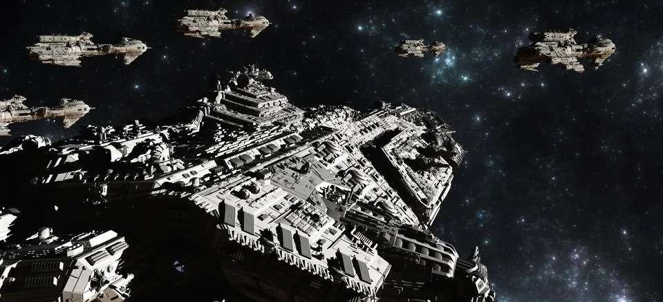 Space Battle Fleet Deployment Illustrazione stock