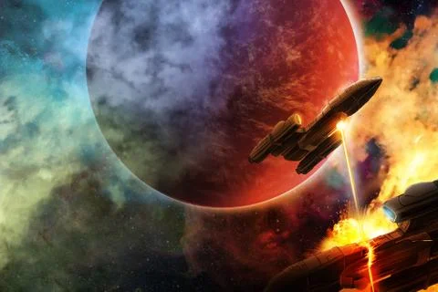 Space battle Stock Illustration