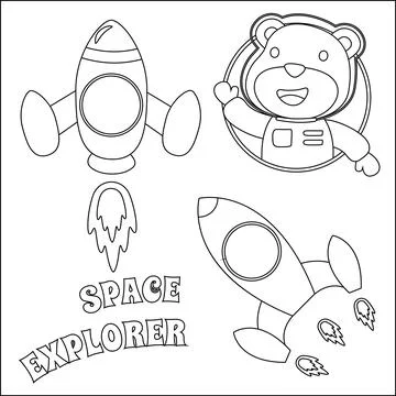 Space bear or astronaut in a space suit with cartoon style. Stock Illustration