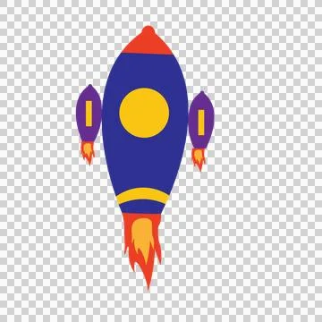 Space Black Rocket Silhouette With Two Smaller Thrusters Stock Illustration
