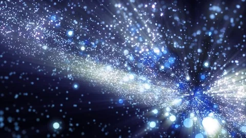 Space blue background with particles. Space azure dust with stars on black ba Video stock 82500668